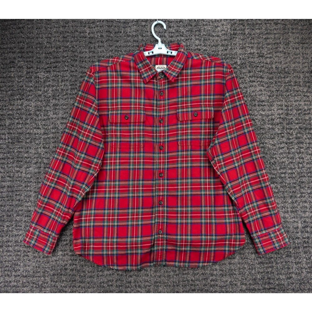 Orton Brothers Shirt Mens Large Red Plaid Flannel 100% Cotton Outdoor Cabincore